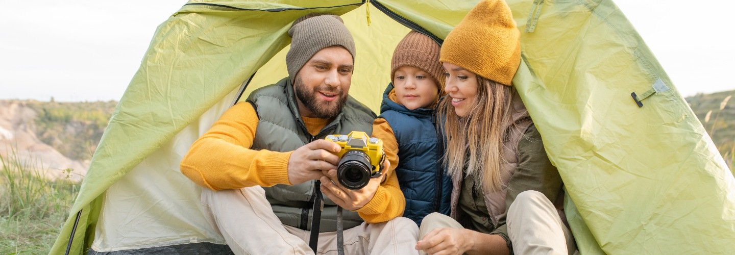 familiecamping met camera