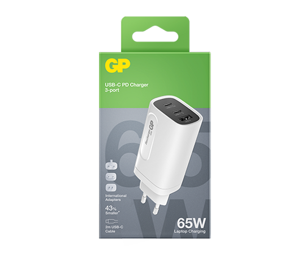 GP 65W GaN Oplader 3-poorten USB-C & USB-A GM3A